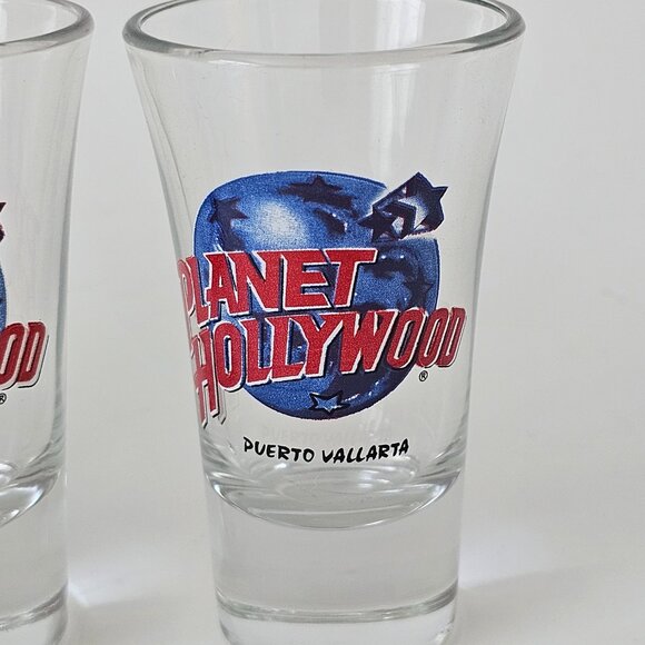 Planet Hollywood Shot Glasses 3.5" Tall - Vancouver, Las Vegas, Seattle, Puerto - Picture 5 of 6